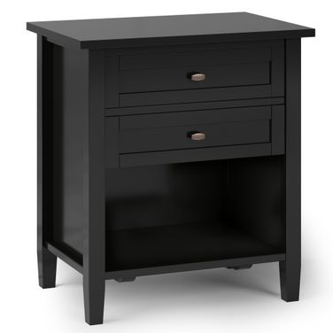 Warm Shaker Solid Wood Nightstand In Black