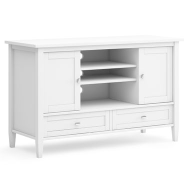 Warm Shaker Solid Wood TV Media Stand In White