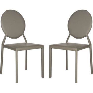 Warner Gray 37 Inch Round Back Leather Side Chair Set of 2