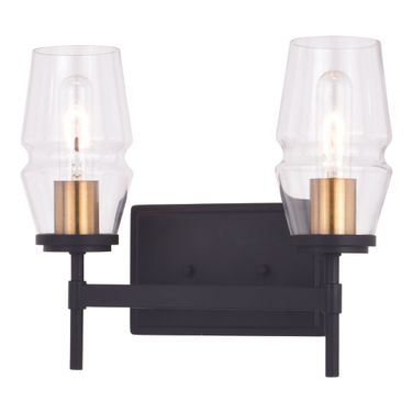 Warren 2 Light Vanity Light In Matte Black and Brushed Brass