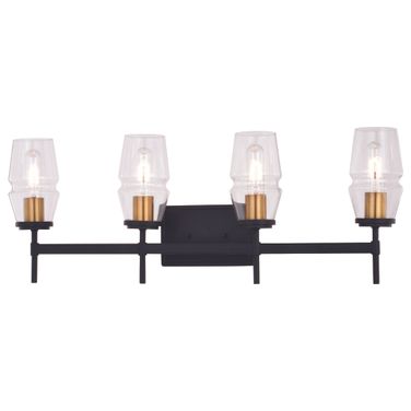 Warren 4 Light Vanity Light In Matte Black and Brushed Brass