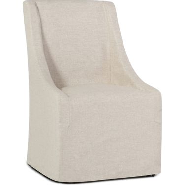 Warwick Upholstered Rolling Dining Chair In Oatmeal