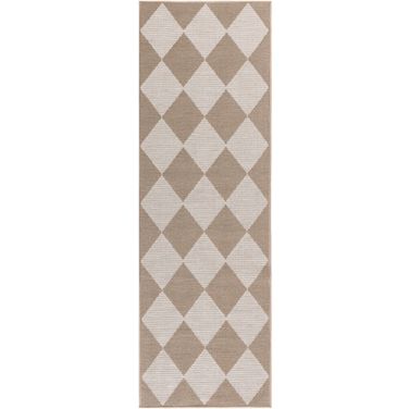 Washable Modern Jute 2'3" x 7'6" Modern Indoor Rug In Natural and Ivory