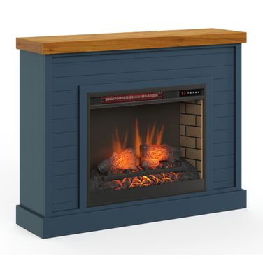 Washington 48 Inch Fireplace with Mantel In Blue Denim and Whiskey
