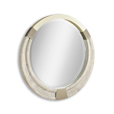 Water Gyre Multimedia Round Mirror In Beige