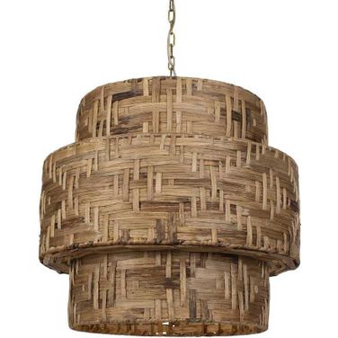 Water Hyacinth 4 Light Woven Pendant In Brass