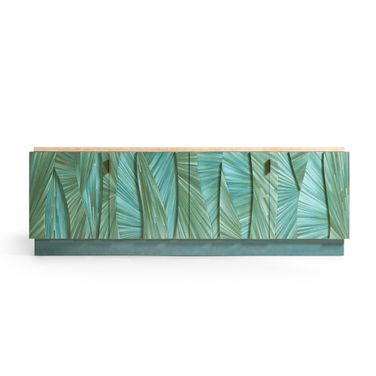 Water Seaglass Entertainment Console In Blue Straw