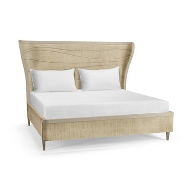 Water Seiche Woven Wing Wave King Bed In Beige