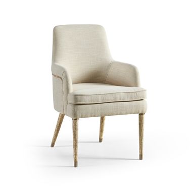 Water Shoal Linen and Grass Cloth Host Chair In Beige