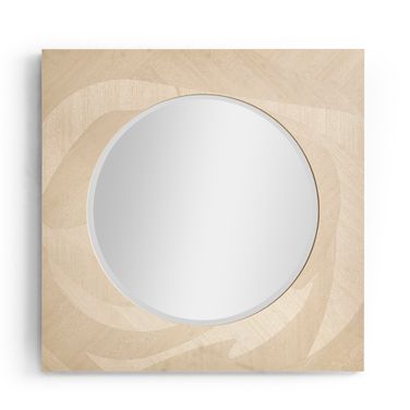 Water Tidepool Square Mirror In Natural Dyed Koto