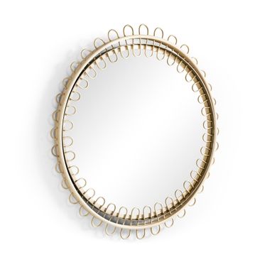 Water Vorticity Rattan Oval Mirror In Beige