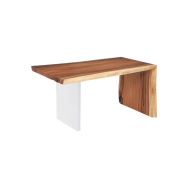 Waterfall Desk with Acrylic Leg In Natural Wood