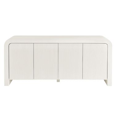 Waterflute 70 Inch Fluted Sideboard Cabinet In White Matte
