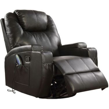 Waterlily Black Bonded Leather Match Swivel Rocker Recliner