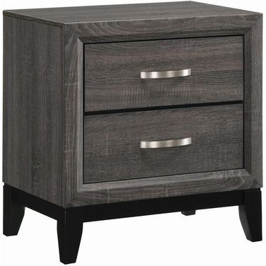Watson 2-drawer Nightstand Grey Oak and Black