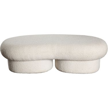 Wave Curved Accent Bench In Ivory Boucle Fabric