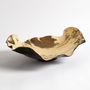 Wave Platter In Gold Crackle