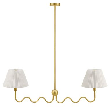 Wave Squiggle 2-Arm Pendant Light In Brass