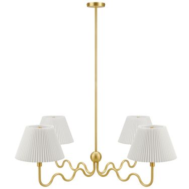 Wave Squiggle 4-Arm Pendant Light In Brass