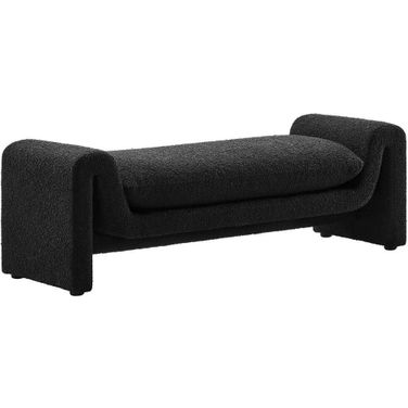 Waverly Boucle Fabric Bench In Black