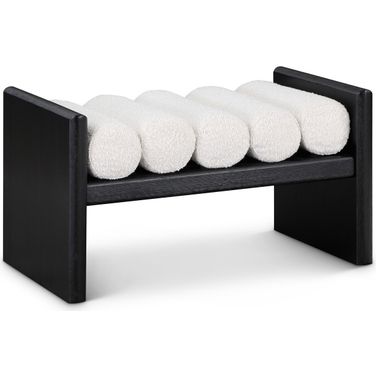 Waverly Boucle Fabric 32" Bench In Cream/Black
