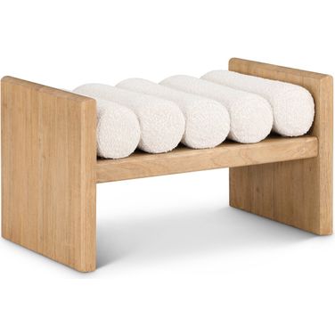 Waverly 32 Inch Boucle Fabric Bench In Cream