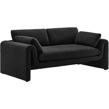 Waverly Boucle Fabric Sofa In Black