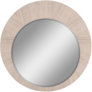 Waves Round Mirror In High Gloss Beige Angley
