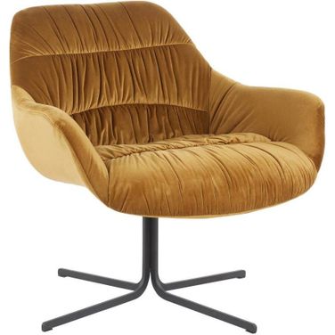 Wayne Contemporary Swivel Lounge Chair In Black Metal And Chartreuse Velvet