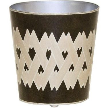 Wbargbs Black And Silver Argyle Oval Wastebasket