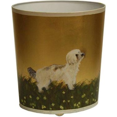 Wbbichonyorkie Beige And Green Bichon Yorkie Wastebasket