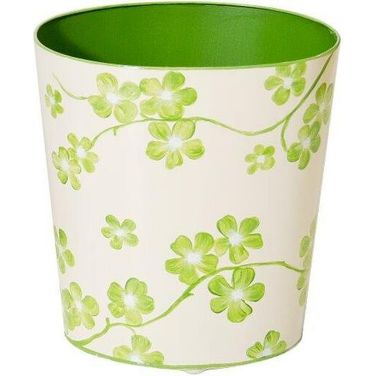 Wbclover Green And Cream Wastebasket