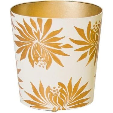 Wbdahliagl Gold And Cream Floral Wastebasket