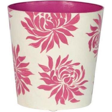 Wbdahliap Pink And Cream Floral Oval Wastebasket