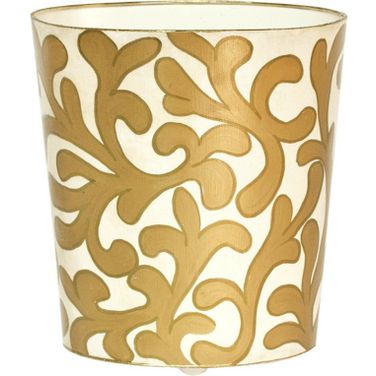 Wbjaneg Gold And Cream Oval Wastebasket