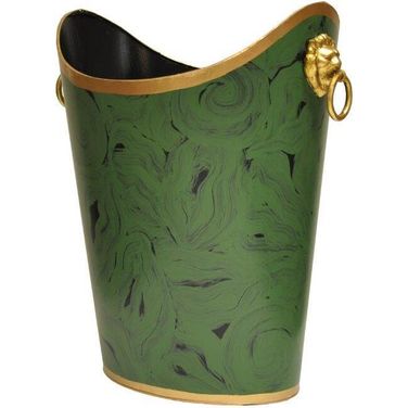 Wblionov-Mal Malachite And Lion Handles Oval Wastebasket