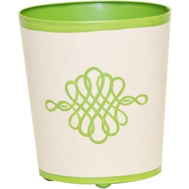 Wblisagr Green And Cream Design Oval Wastebasket