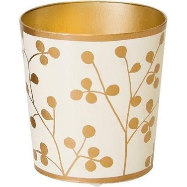 Wbpods Gold And Cream Wastebasket