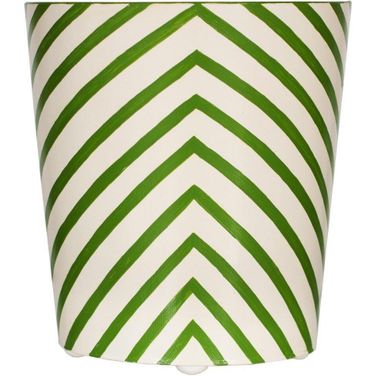 Wbzeg Zebra Green And Cream Oval Wastebasket
