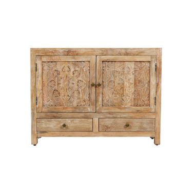Weatherly 2 Handcarved Doors 2 Drawers Accent Cabinet In Natural