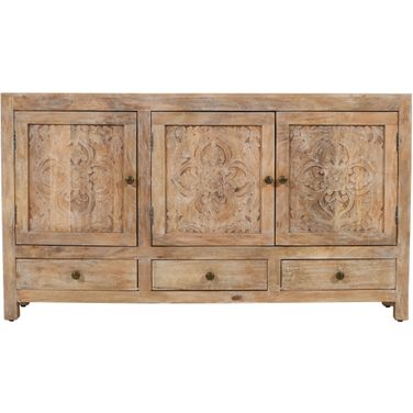 Weatherly 3 Handcarved Doors and 3 Drawers Accent Cabinet In Natural