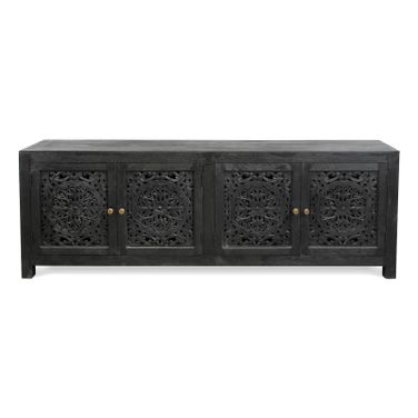 Weatherly 4-Door Media Cabinet In Charcoal Grey