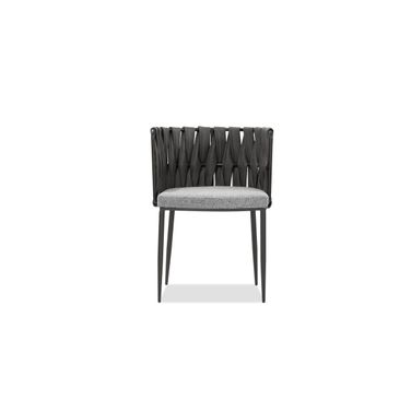 Weaver Dining Armchair Set of 2 Black Powder Coated Steel Base In Sauvage and Concrete