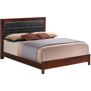 Glory Furniture G2400 King Upholstered Panel Bed in Cherry
