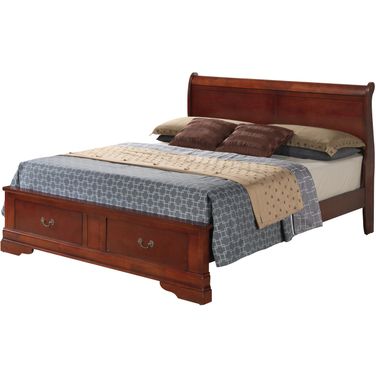 Glory Furniture G3100 Queen Low Profile Storage Bed in Cherry