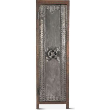 Welles Tall Vault Cabinet In Reclaimed Brown Wood and Iron