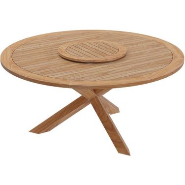Wellspring 63 Inch Outdoor Patio Teak Wood Dining Table In Natural
