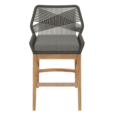 Wellspring Outdoor Patio Teak and Rope Counter Stool In Gray and Graphite