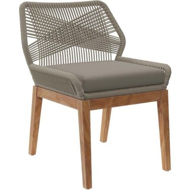 Wellspring Outdoor Patio Teak Wood Dining Chair In Light Gray Greige