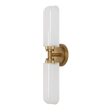 Wellsville 2 Light Sconce In White and Brass
